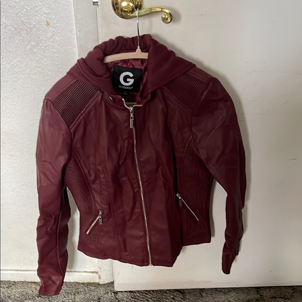 By Guess Burgundy Chelsea PU Women's Jacket